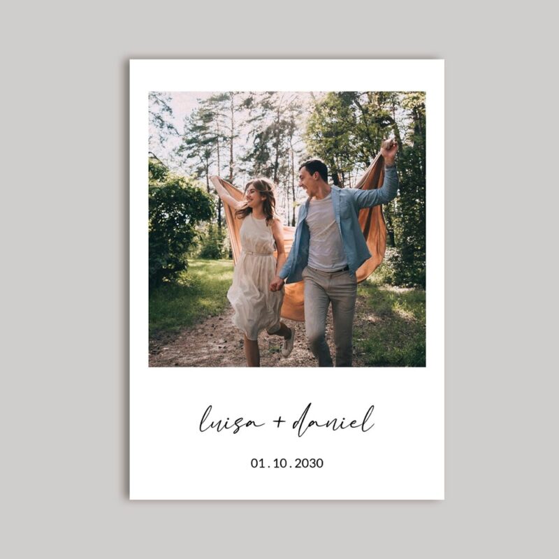 Portada invitación de boda fotográfica polaroid