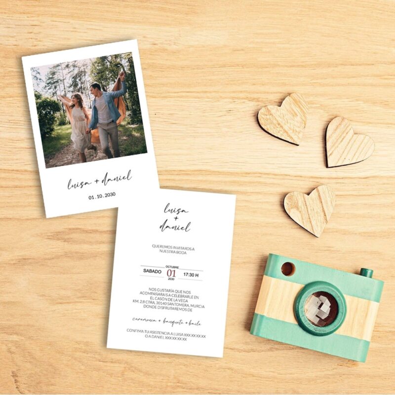 invitación de boda fotográfica polaroid