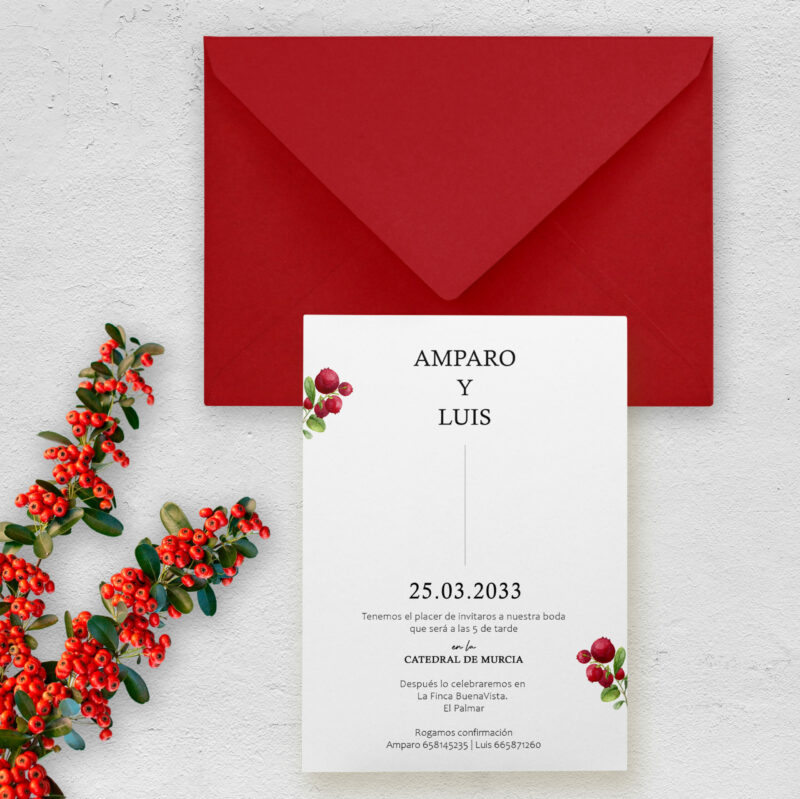Invitación de boda minimalista Arándanos
