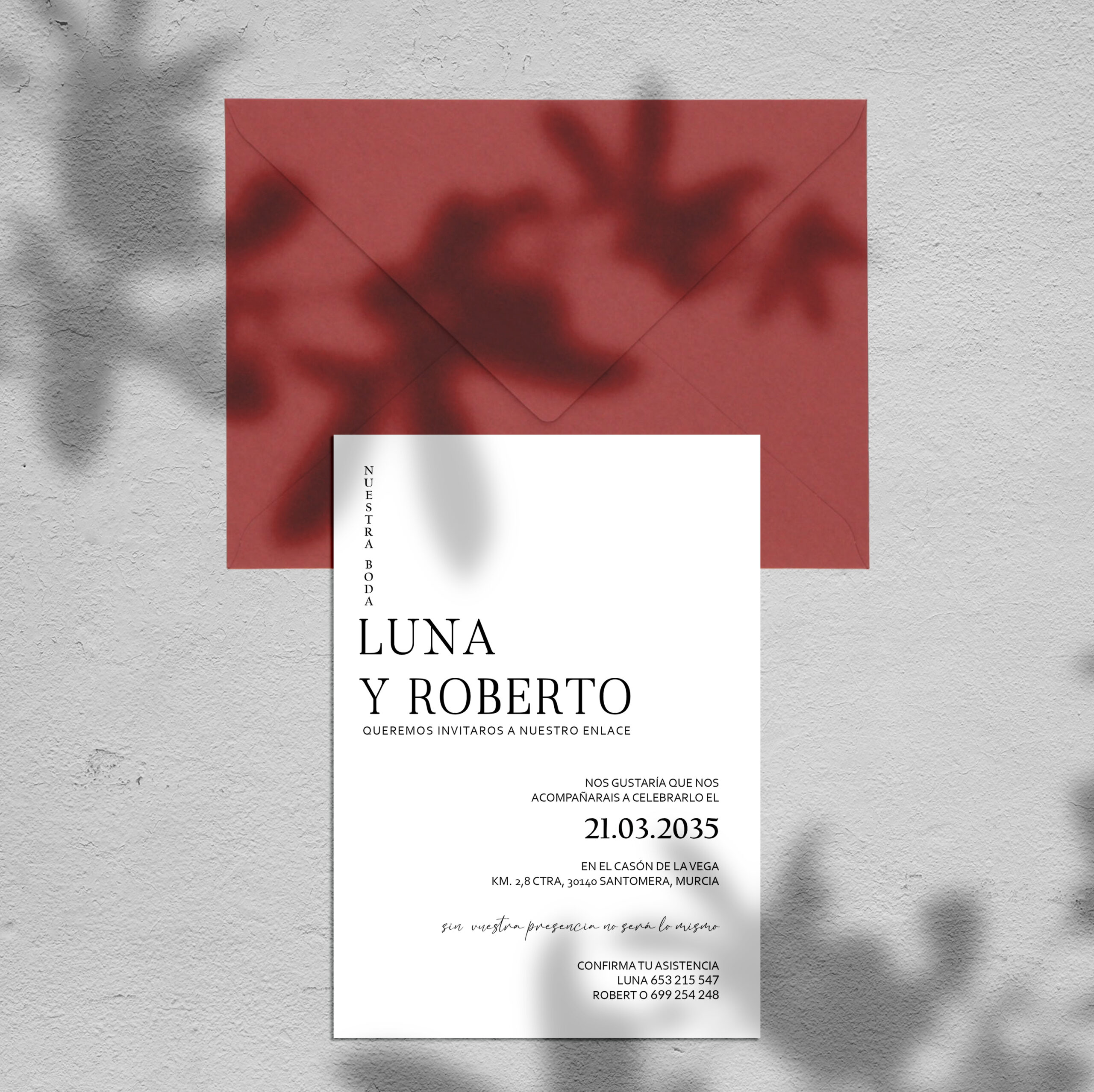 Invitación de boda actual Luna