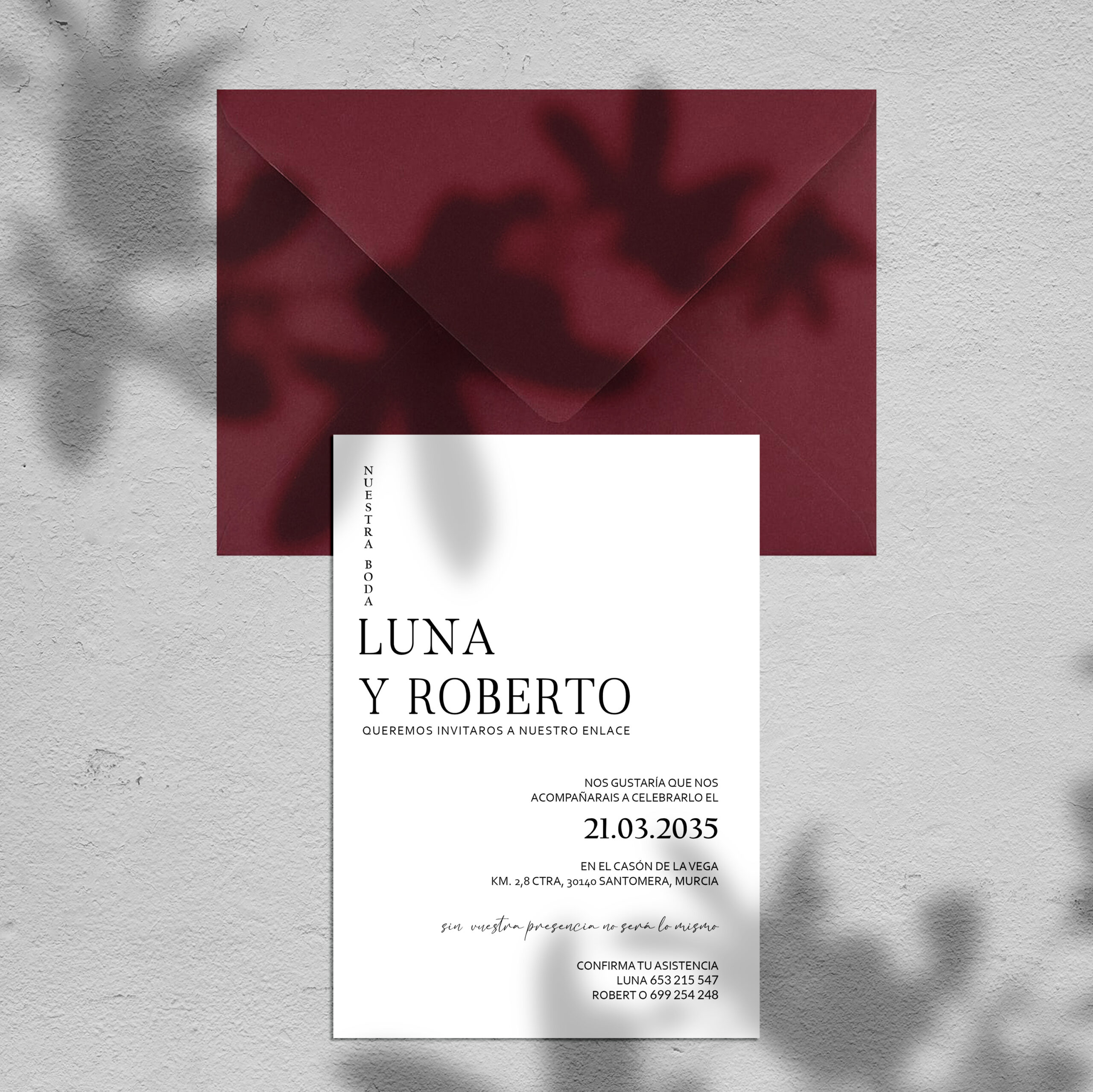 Invitación de boda actual Luna