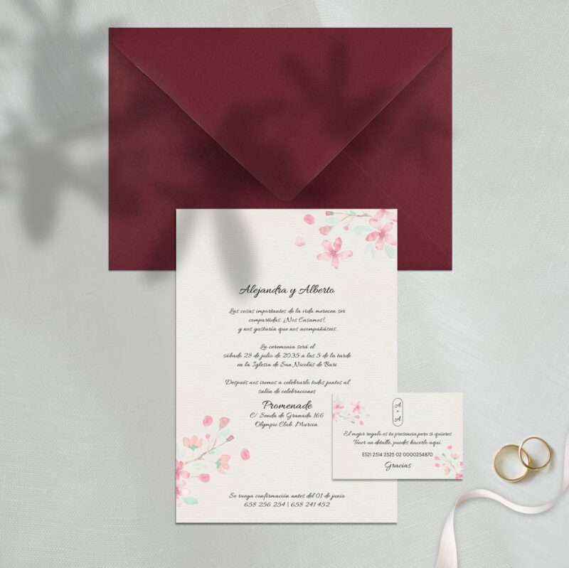 Invitación floral de boda