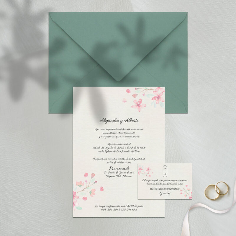 Invitación floral de boda