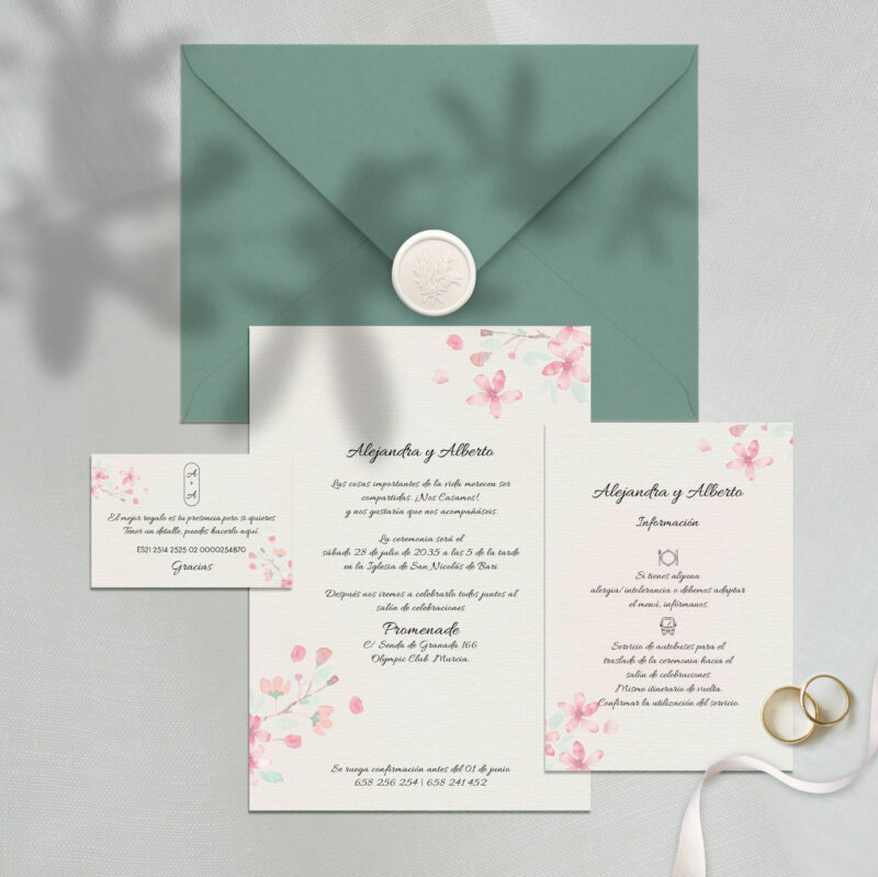 Invitación floral de boda