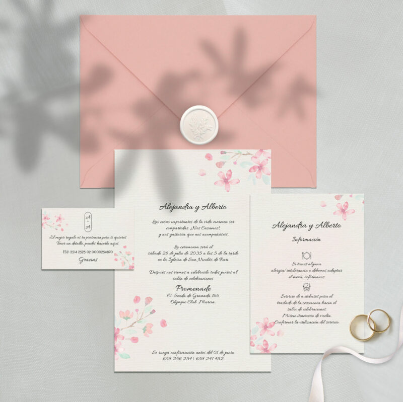 Invitación floral de boda