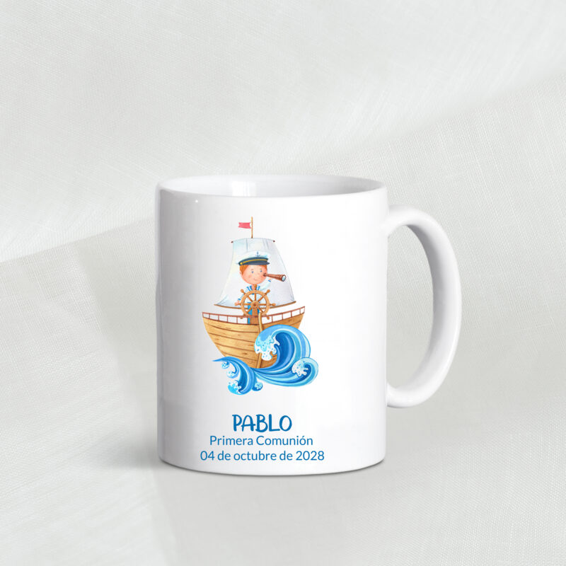 Taza marinero con barco