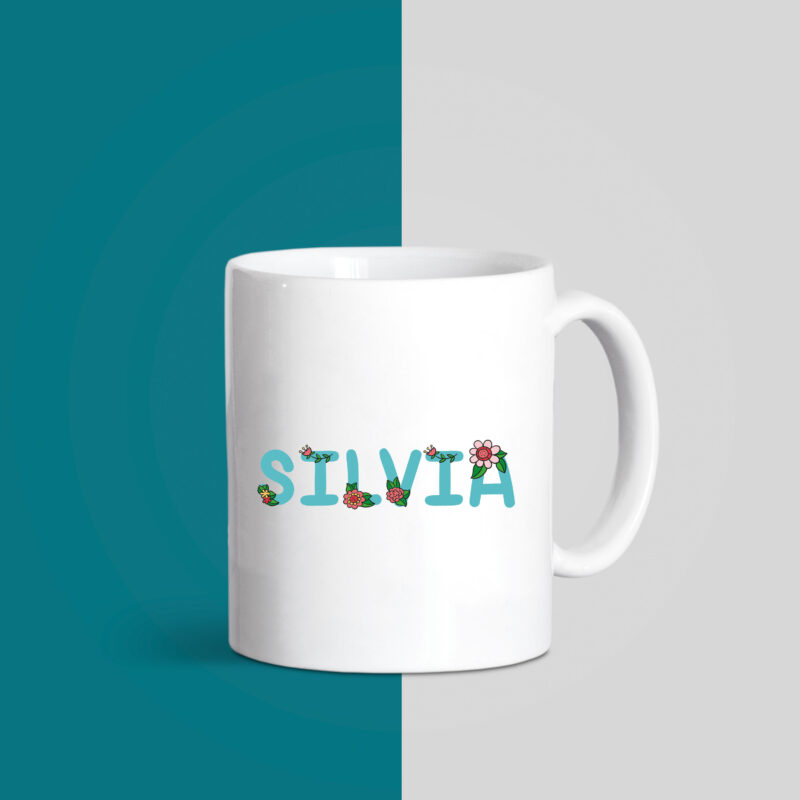 Taza nombre con flores - Imagen 2
