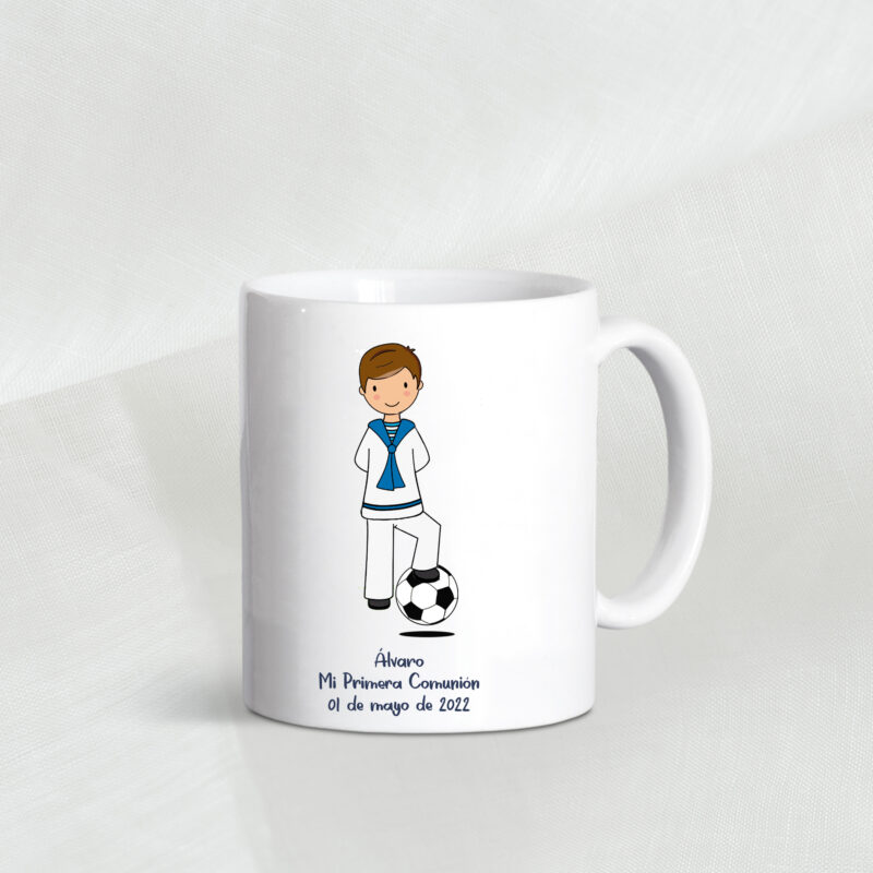 Taza personalizada con niño de comunión marinero