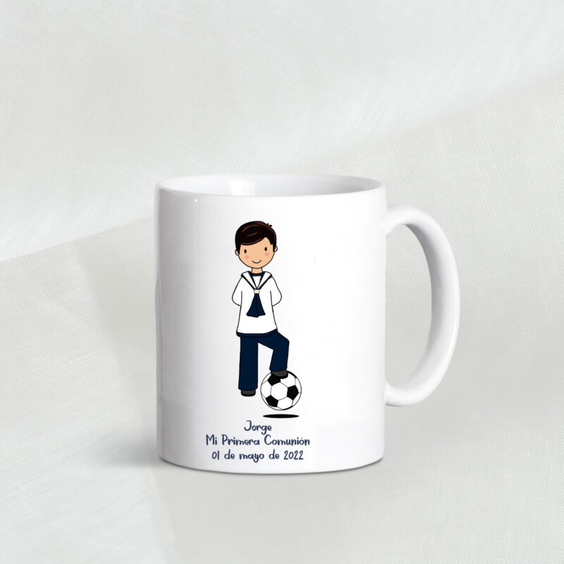 Taza personalizada niño comunión marino