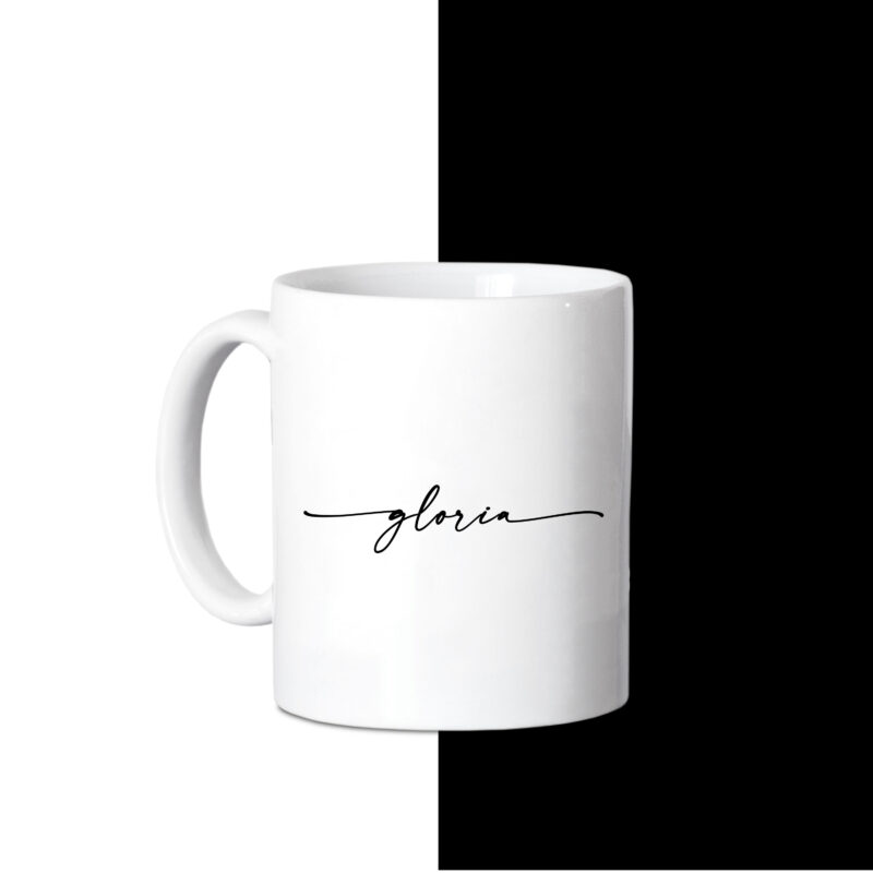taza con nombre minimalista