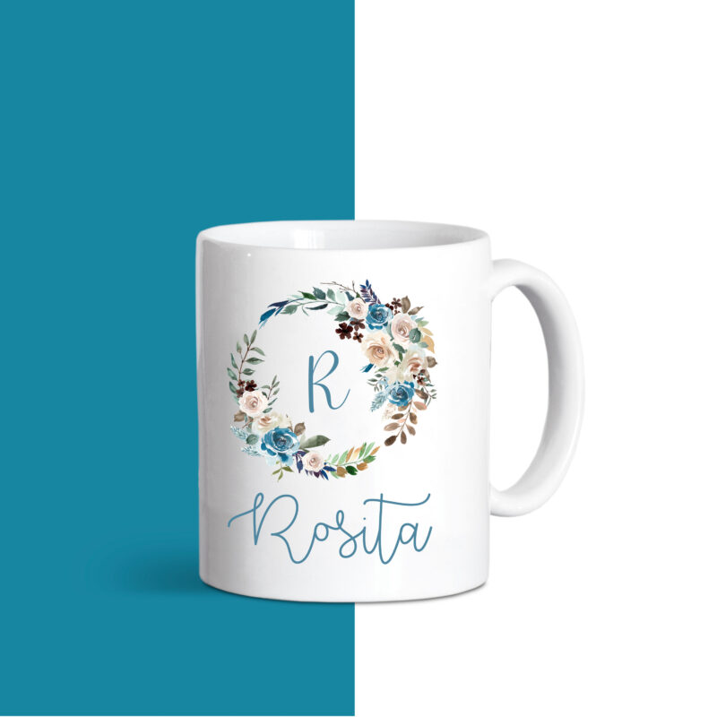 taza personalizada con flores