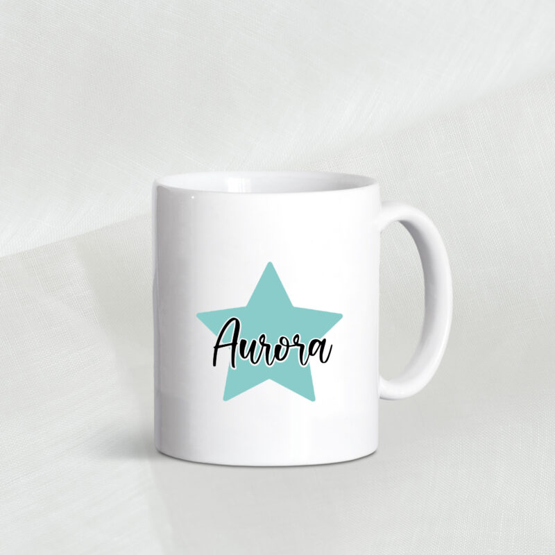 Taza personalizada estrella turquesa claro