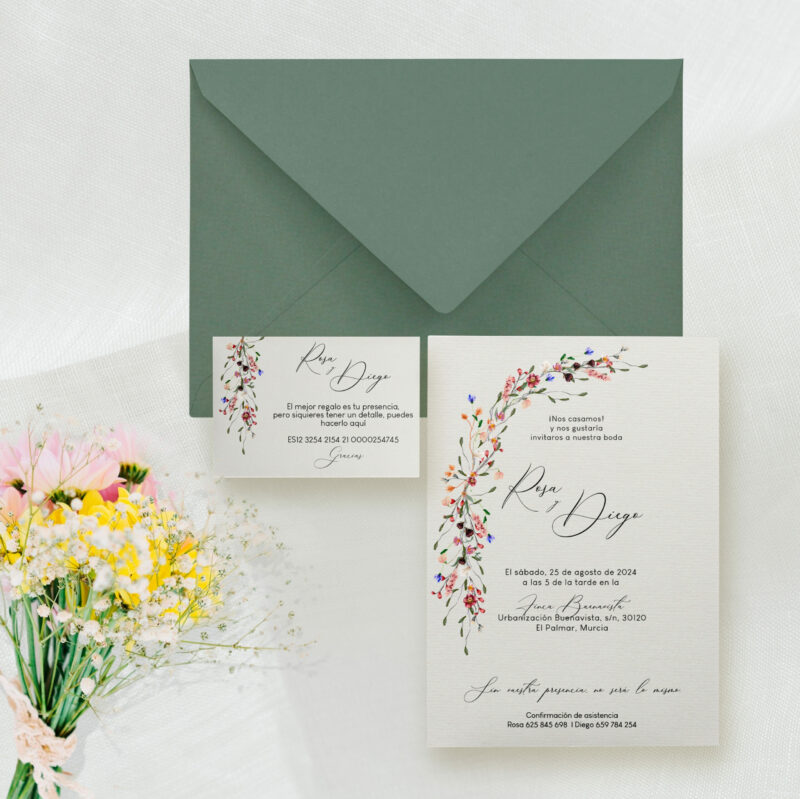 Invitación de boda romantica