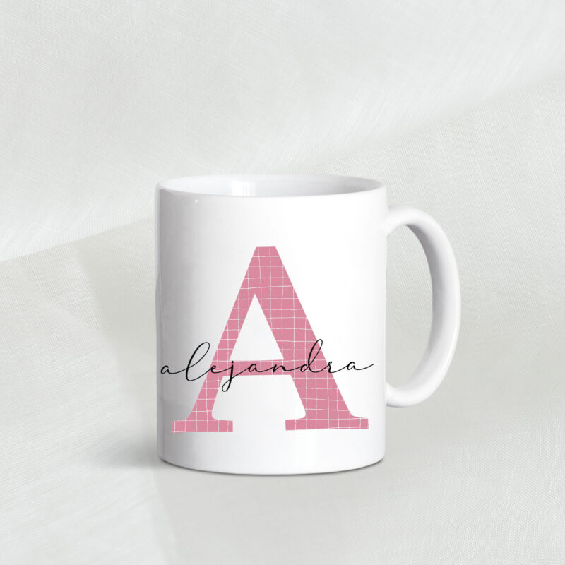 Taza personalizada inicial de cuadros