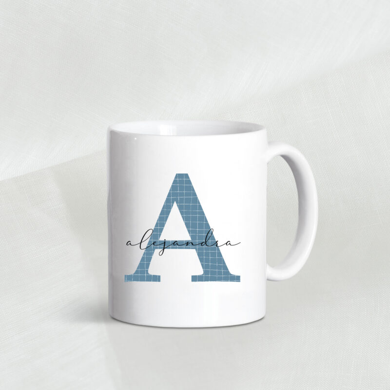 Taza personalizada inicial de cuadros