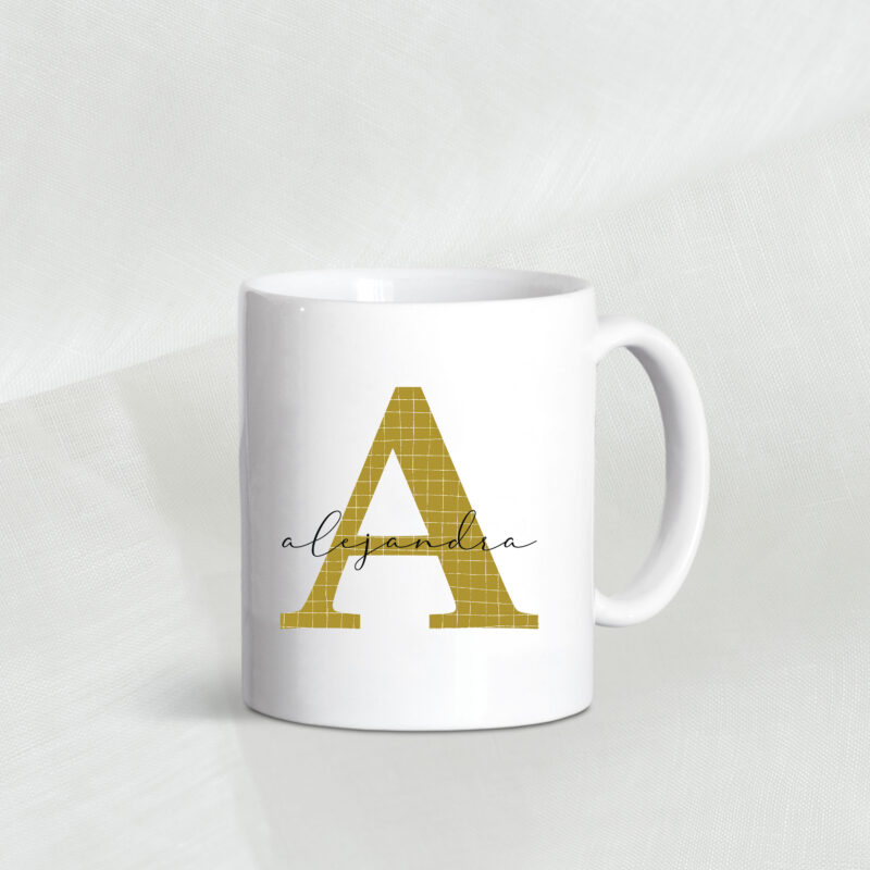 Taza personalizada inicial de cuadros