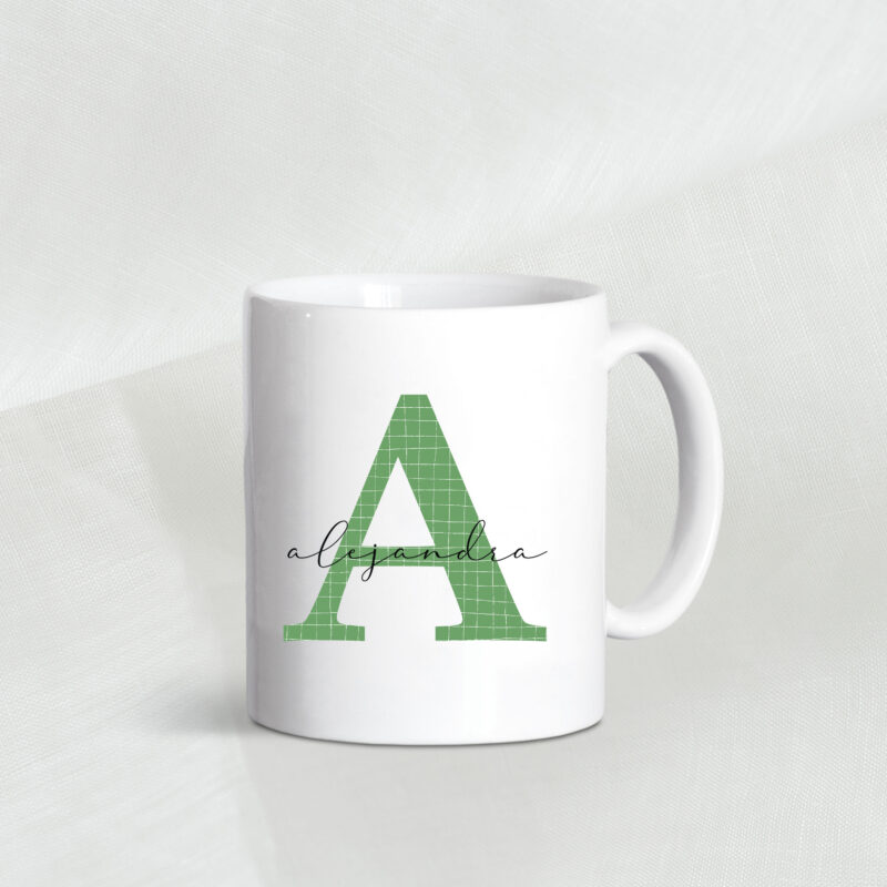 Taza personalizada inicial de cuadros