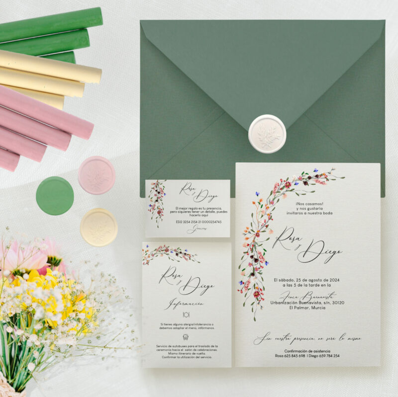 Invitación de boda romantica