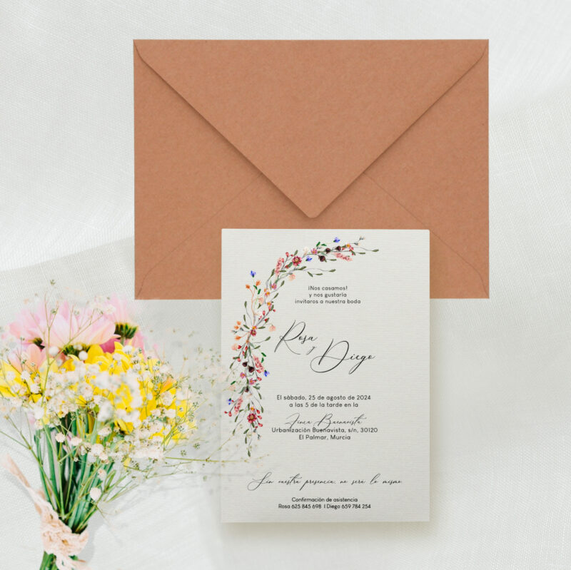 Invitación de boda romantica