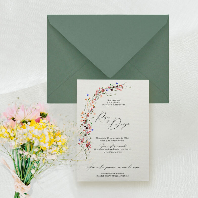 Invitación de boda romantica
