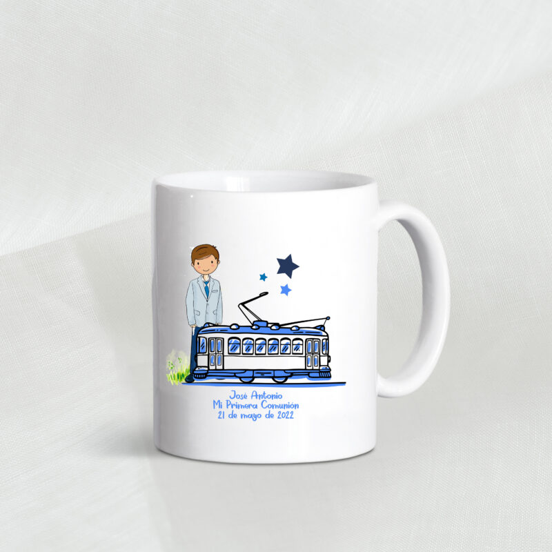 Taza comunión con tranvía