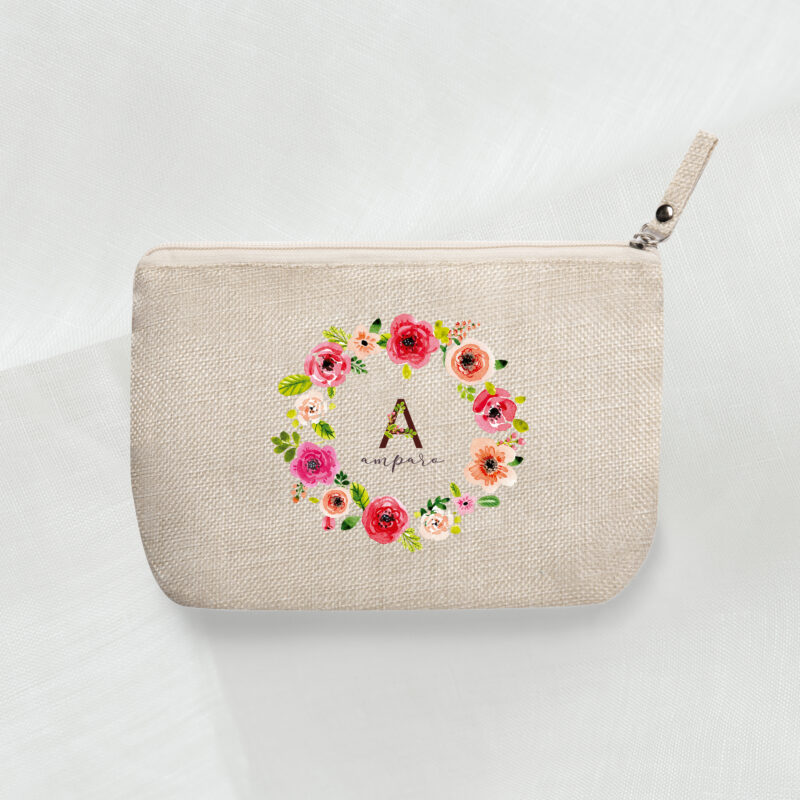 neceser personalizado con corona de rosas silvestres