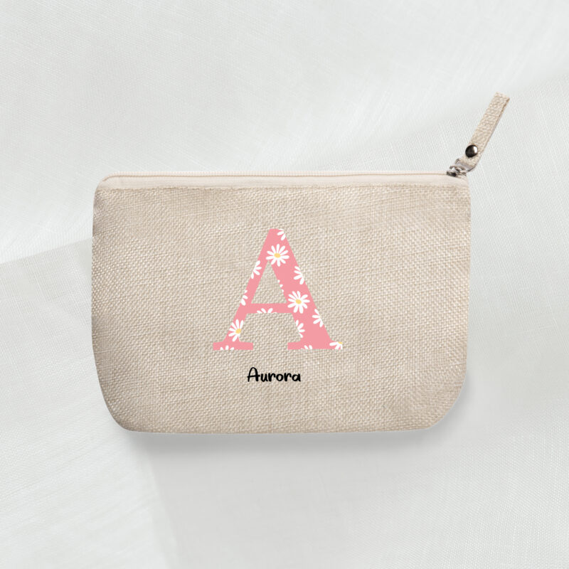 Neceser personalizado inicial margaritas rosa
