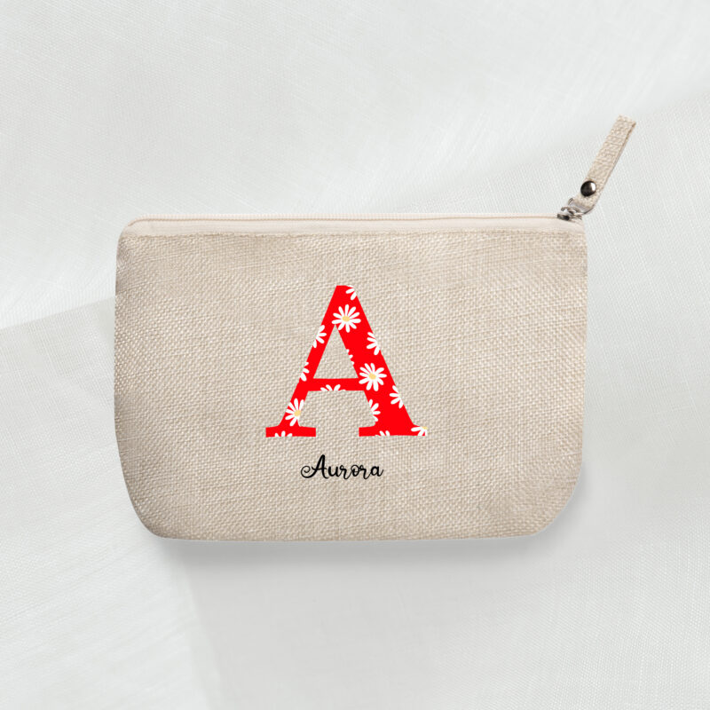 Neceser personalizado inicial margaritas rojo