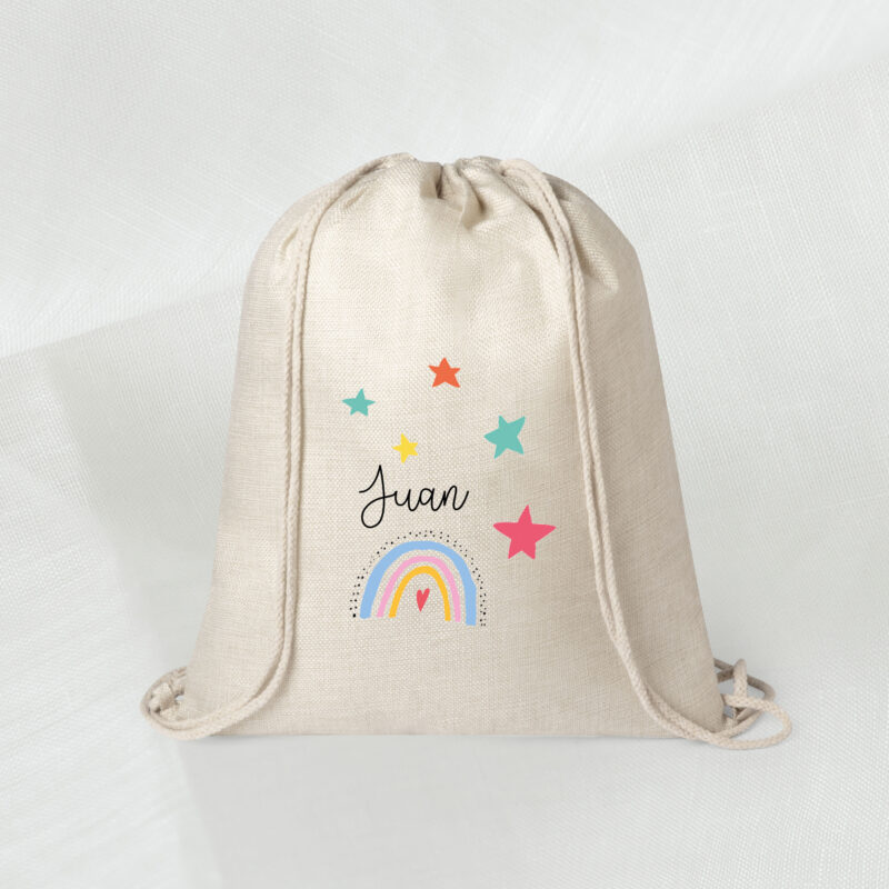Mochila personalizada arco iris con estrellas