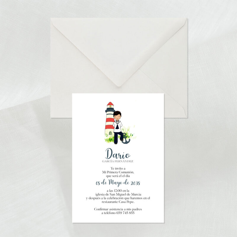 invitación comunión con niño