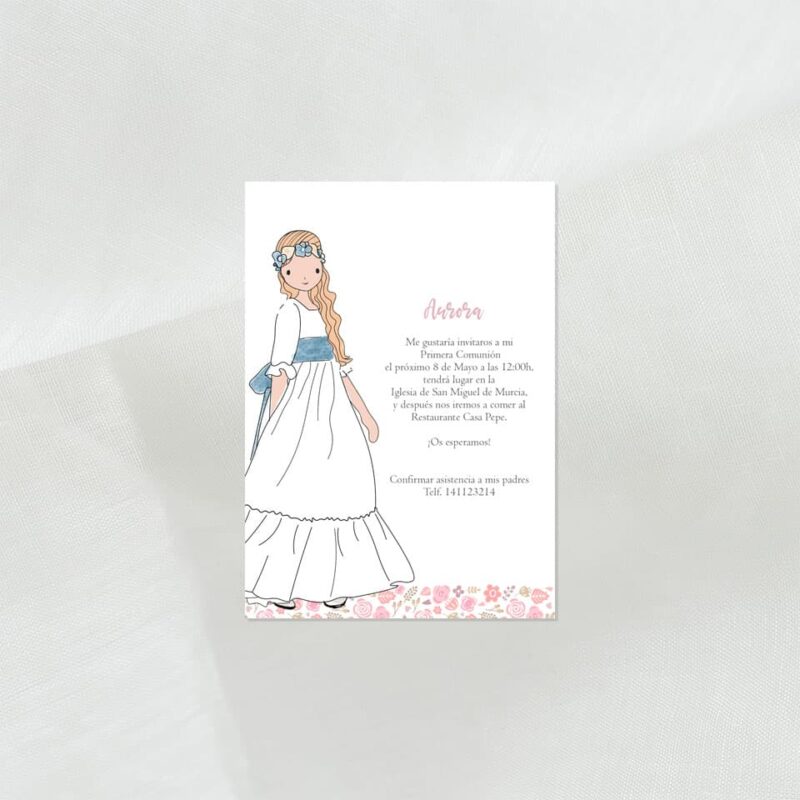 invitacion de comunión con niña personalziada