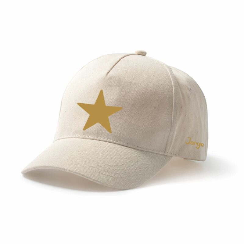 Gorra de algodón con nombre y estrella color mostaza