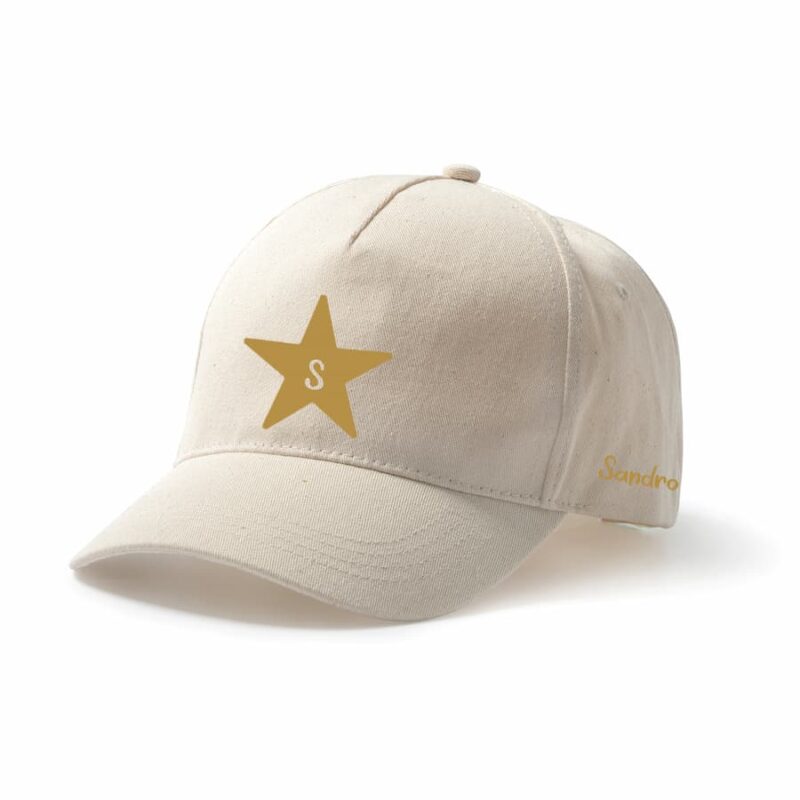 gorra personalizada estrella y nombre mostaza