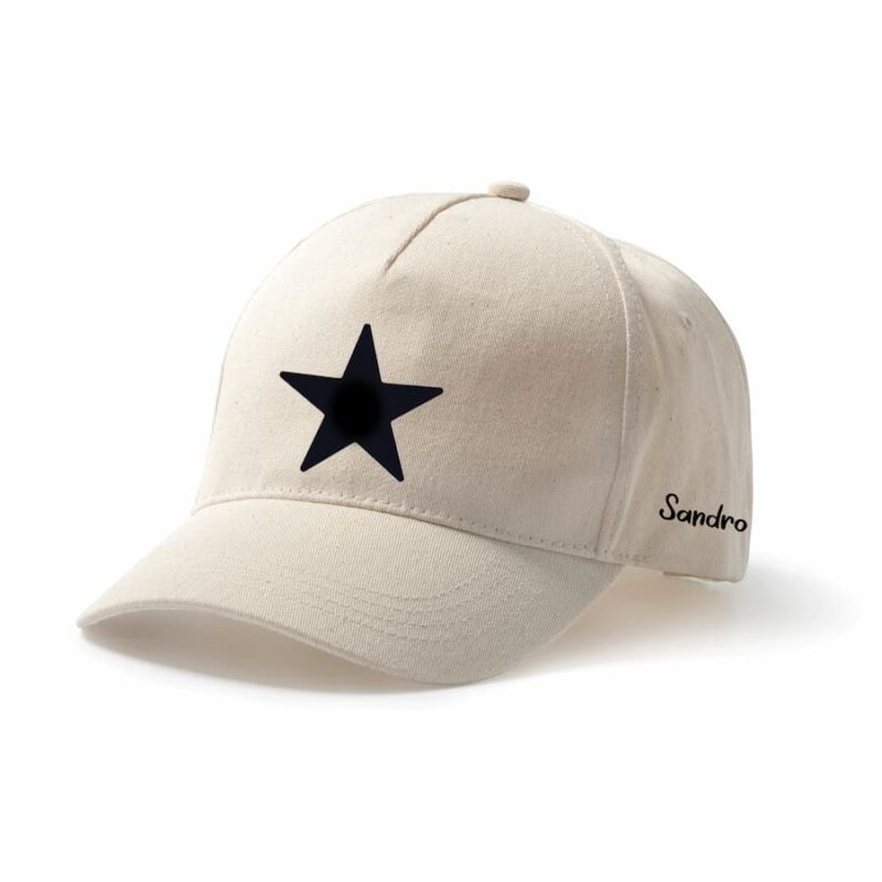 Gorra de algodón con nombre y estrella color negro