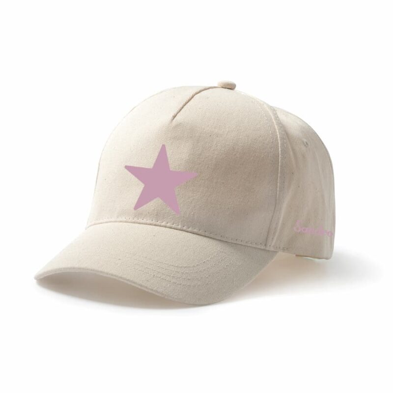 Gorra de algodón con nombre y estrella color malva