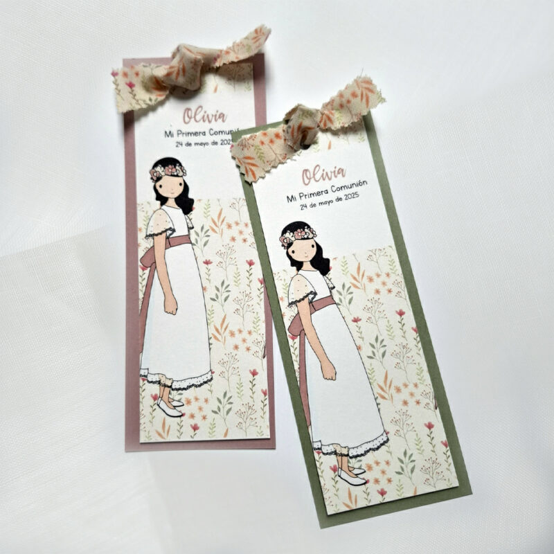 Marcapáginas con fondo de flores personalizado