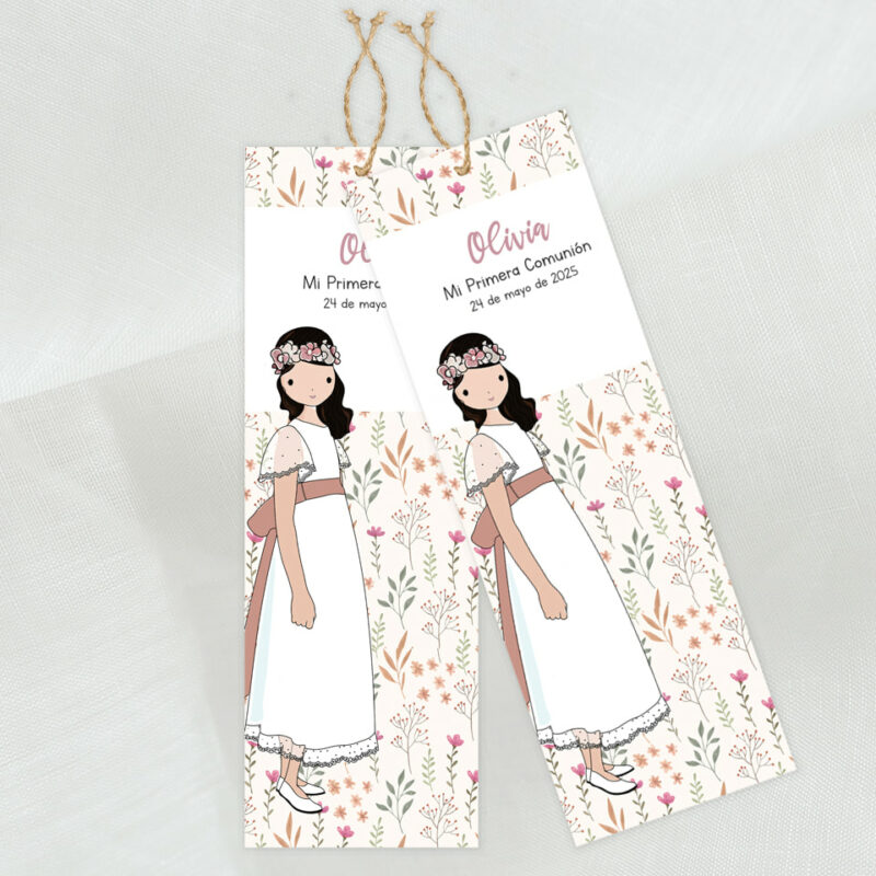 Marcapáginas comunión personalizado con cuerda jute