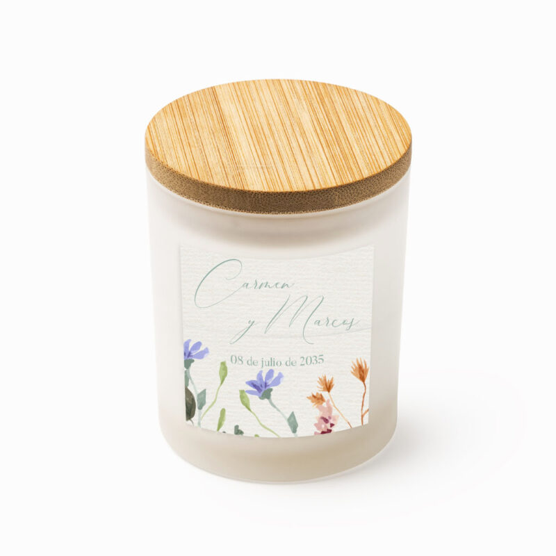 vela personalizada con flores