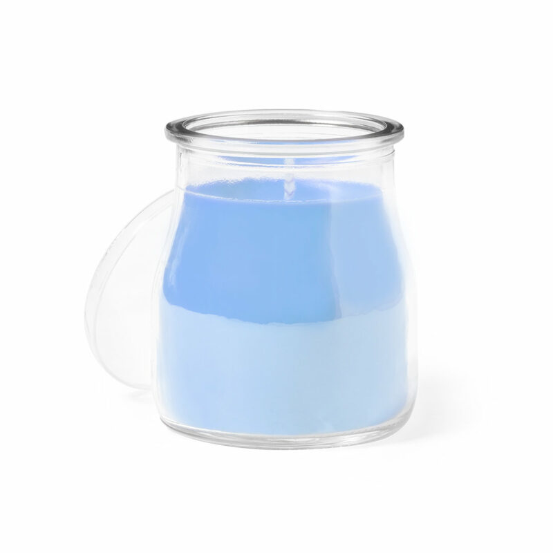 Vela económica tarro cristal azul