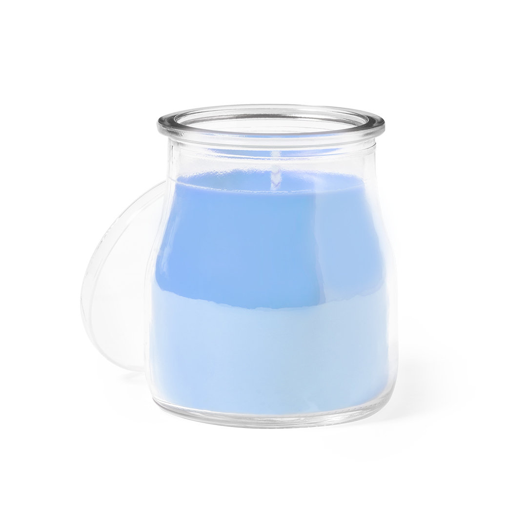 Vela económica tarro cristal azul