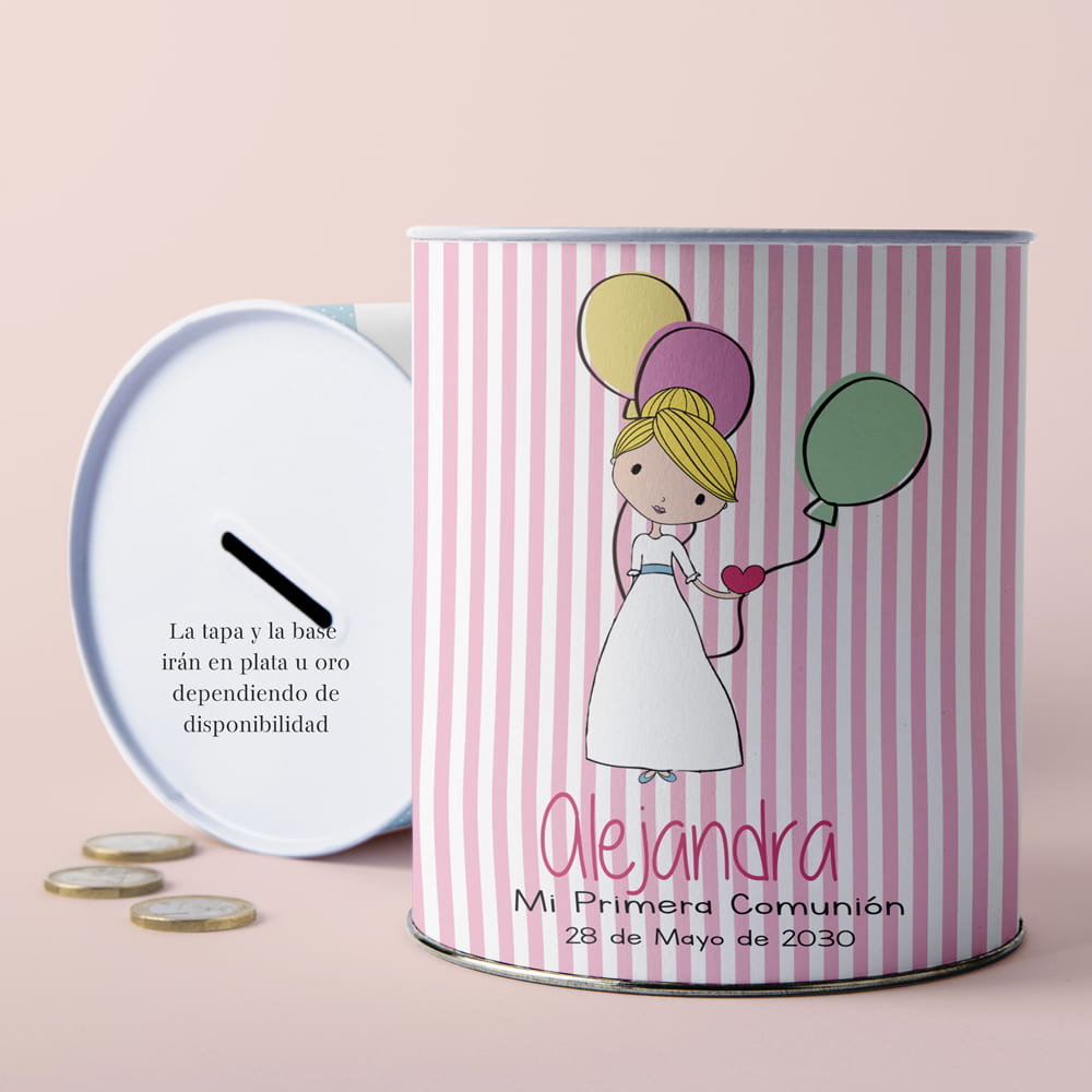 Hucha personalizada niña con globos - Imagen 7