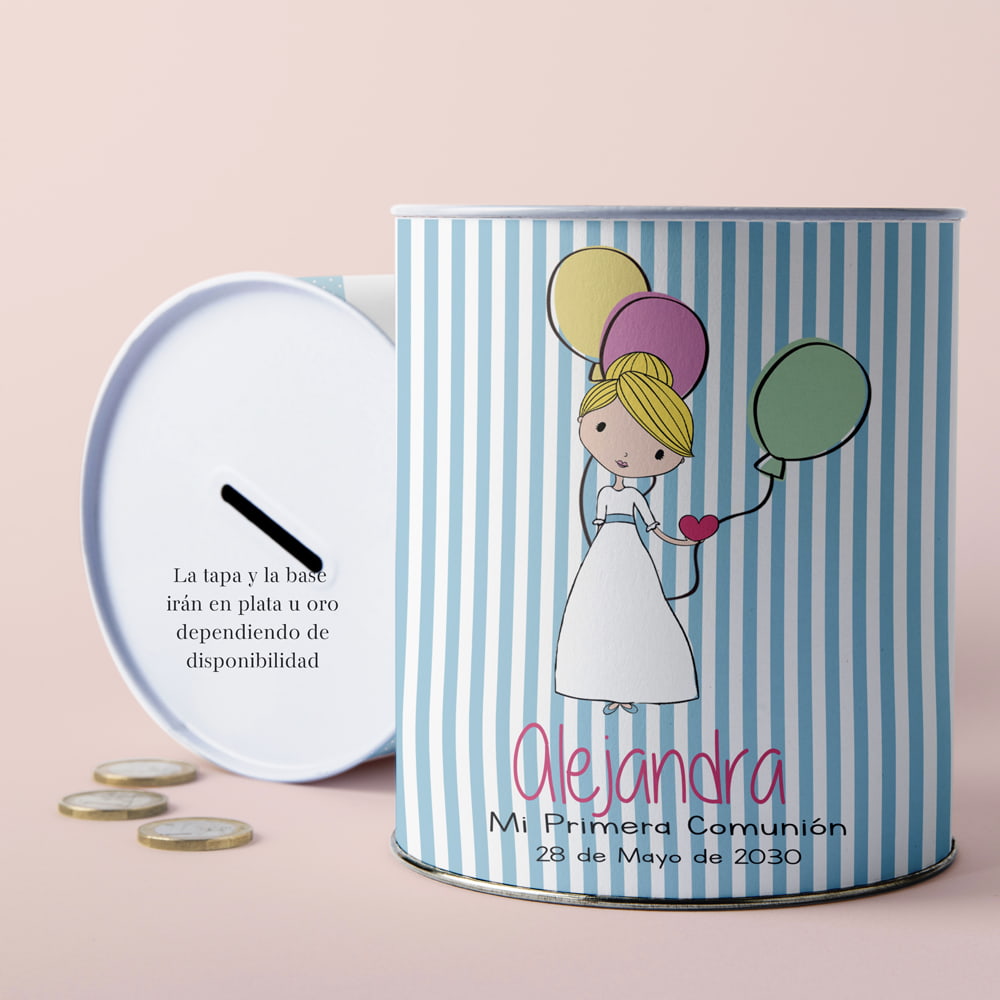 Hucha personalizada niña con globos - Imagen 6