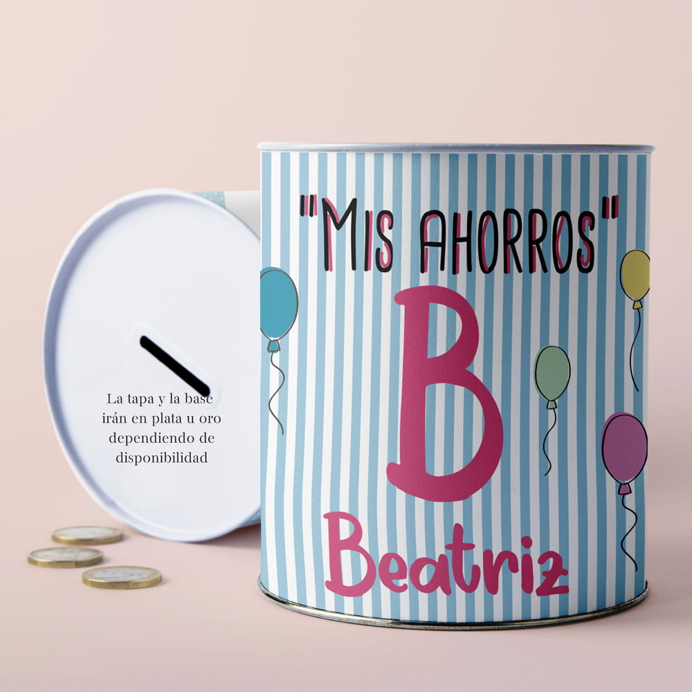 Hucha personalizada niña con globos - Imagen 5