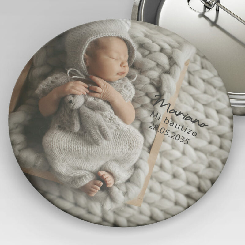 chapas personalizadas con foto para bautizo