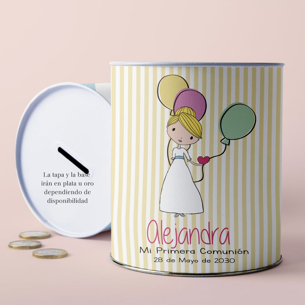 Hucha personalizada niña con globos - Imagen 3