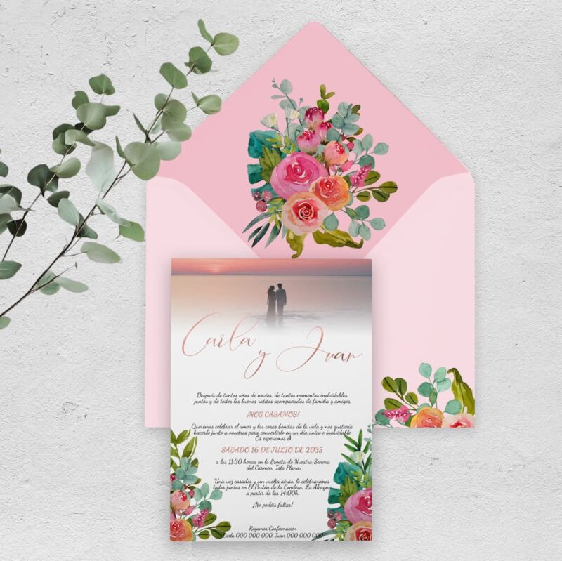Invitación de boda con foto