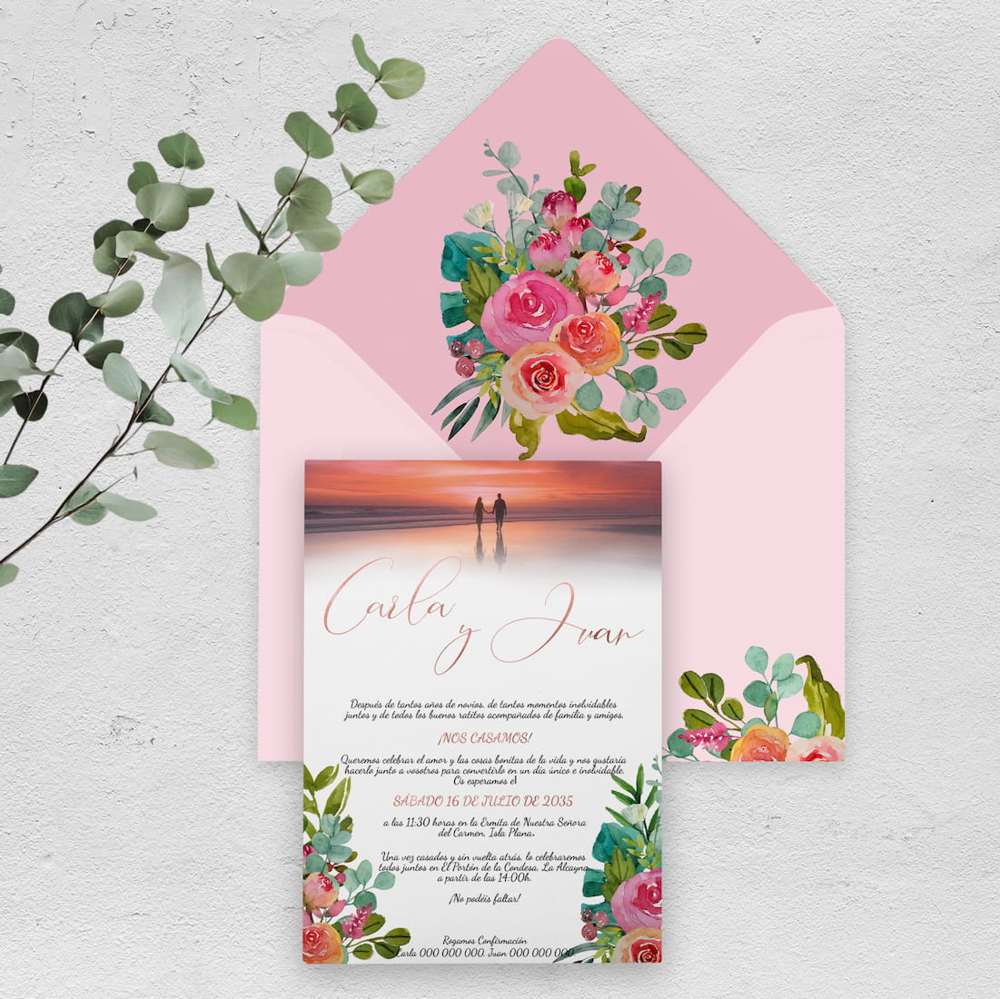 Invitación de boda con foto