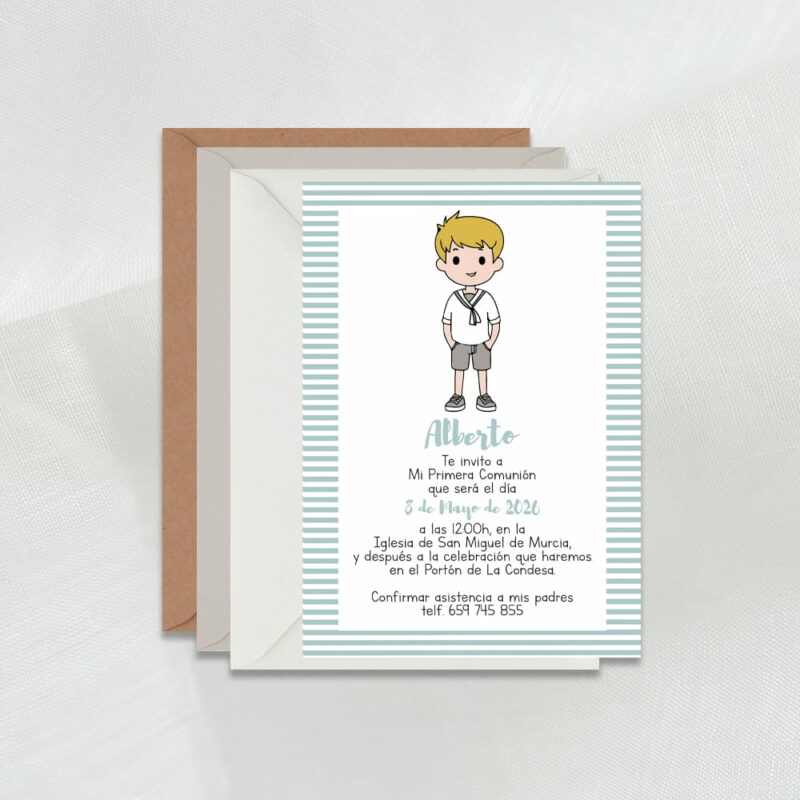 invitaciones personalizadas comunión niños cuqui