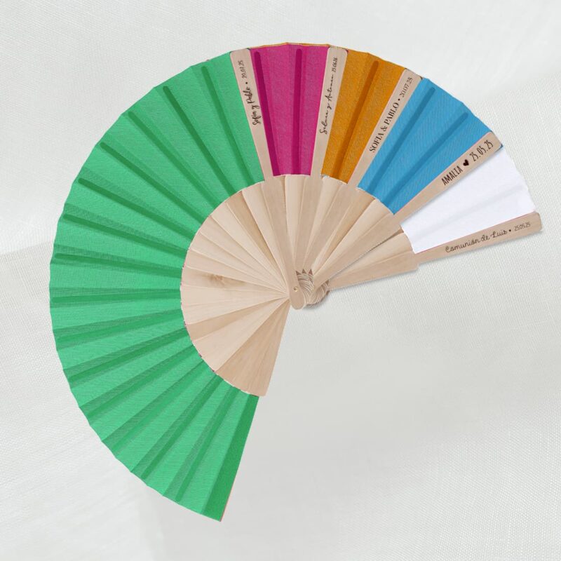 abanicos de madera y tela personalizados