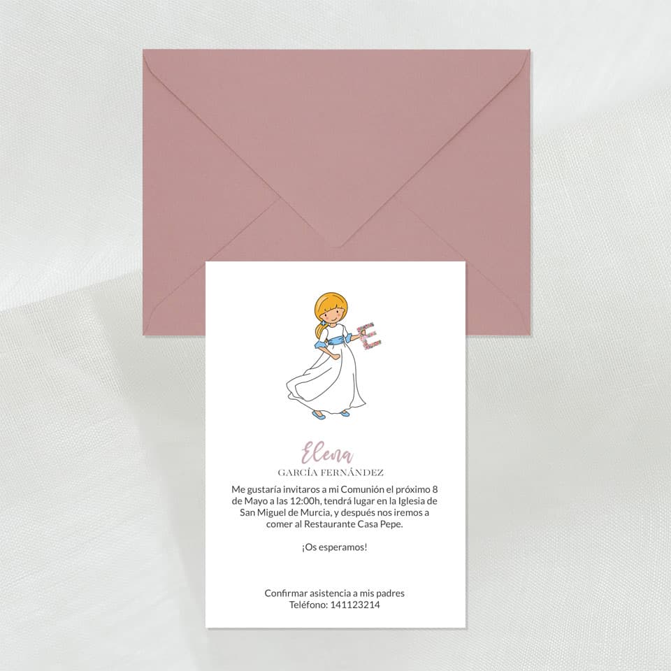 Invitación de comunión"Niñas cuqui" - Imagen 4